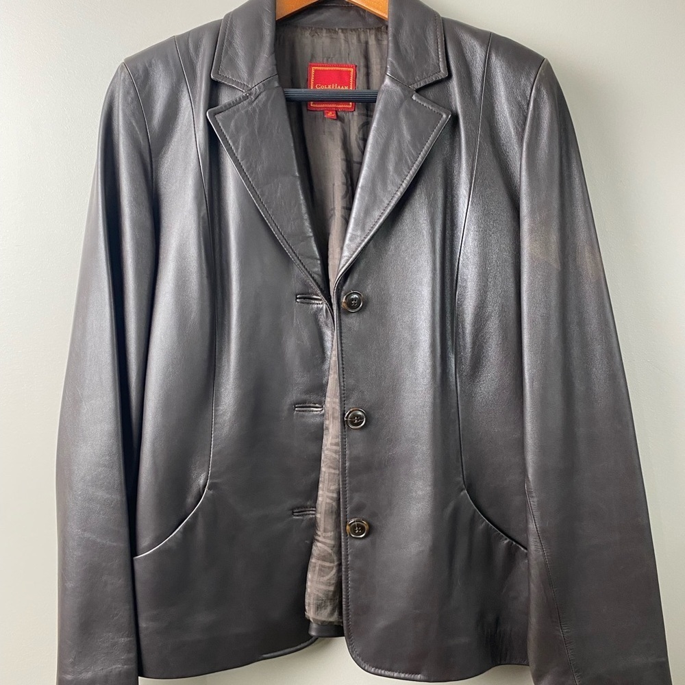 Beautiful black leather jacket. Size 12